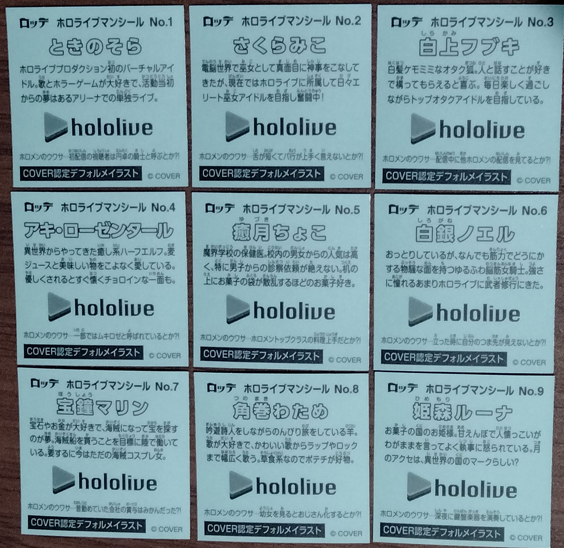 ホロライブマンチョコ 全シール画像一覧 シール配列box開封結果まとめ ビックリマンシール ウエハースカードまとめ情報サイト